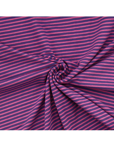 Tecido jersey listrado marinho - Violeta e petúnia
