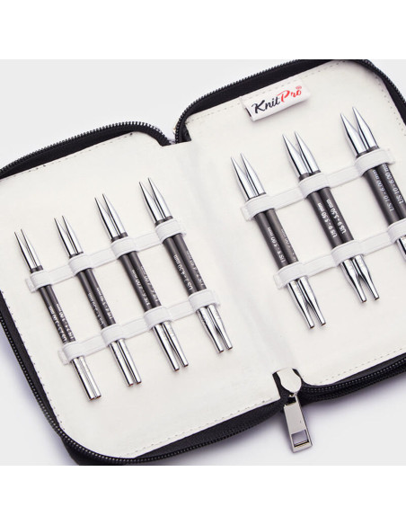 Estojo de agulhas de tricô circulares curtas KnitPro carbono