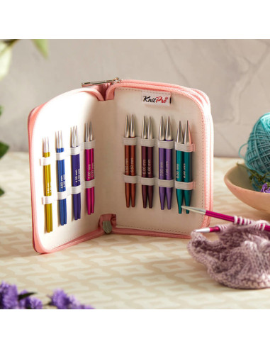 Conjunto de agulhas de tricô circulares curtas KnitPro Deluxe Zing