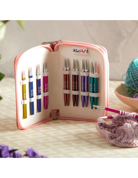 Conjunto de agulhas de tricô circulares curtas KnitPro Deluxe Zing