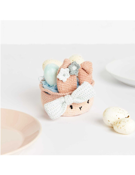 Kit de crochê - Cesta de Páscoa bege