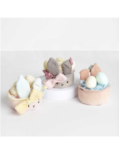 Kit de crochê - Cesta de Páscoa bege