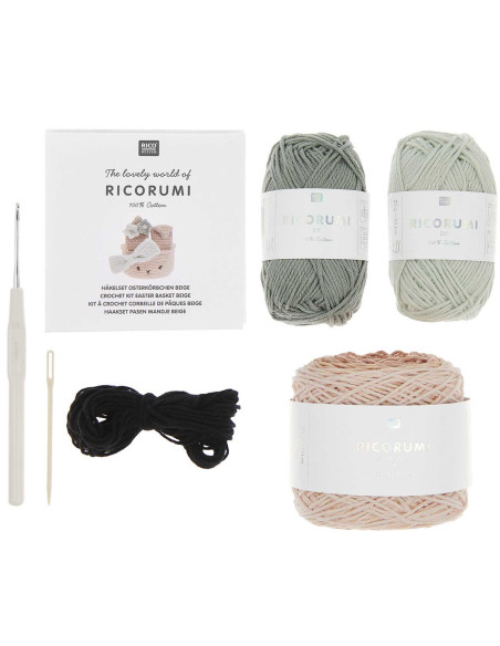 Kit de crochê - Cesta de Páscoa bege