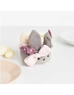 Kit de crochê - Cesta de Páscoa cinza