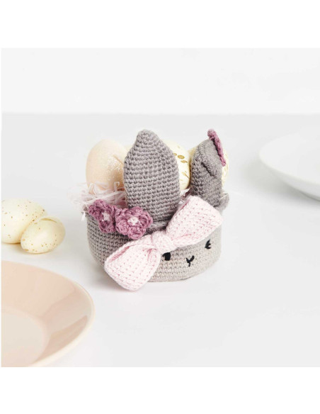 Kit de crochê - Cesta de Páscoa cinza