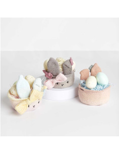 Kit de crochê - Cesta de Páscoa cinza 2