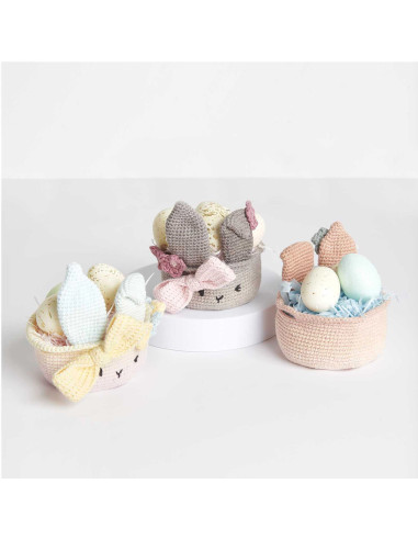 Kit de crochê - Cesta de Páscoa cinza