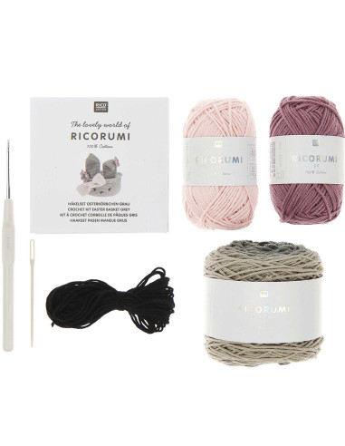 Kit de crochê - Cesta de Páscoa cinza