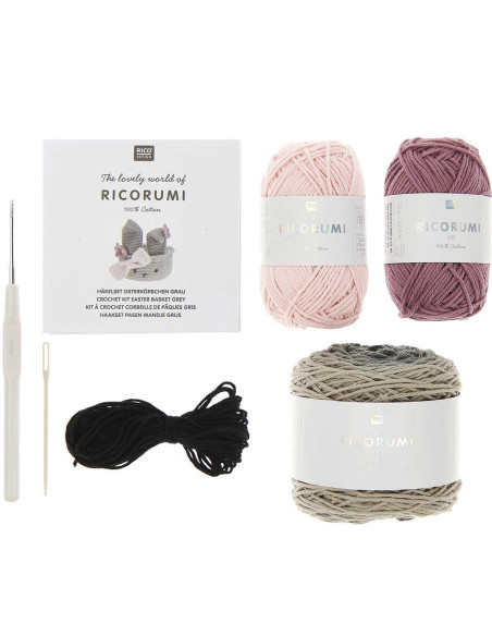 Kit de crochê - Cesta de Páscoa cinza