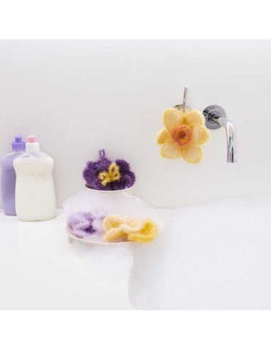 Kit de crochê - Esponja flores da primavera