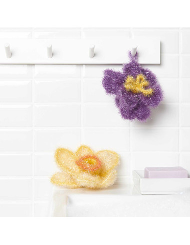Kit de crochê - Esponja flores da primavera