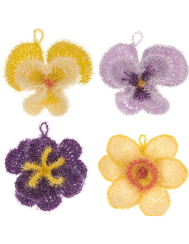 Kit de crochê - Esponja flores da primavera