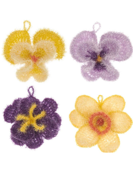 Kit de crochê - Esponja flores da primavera