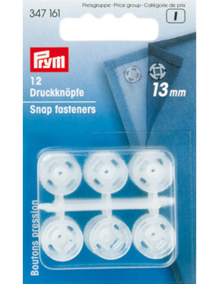 Botões de pressão plásticos transparentes 13 mm