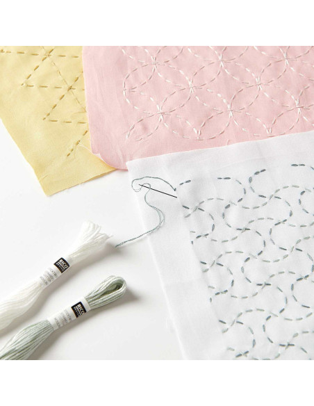 Conjunto de 10 cupões de tecidos especiais para bordado - Sorbet bubblegum