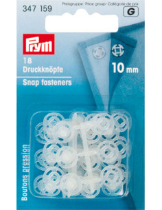 Botões de pressão plásticos transparentes 10 mm