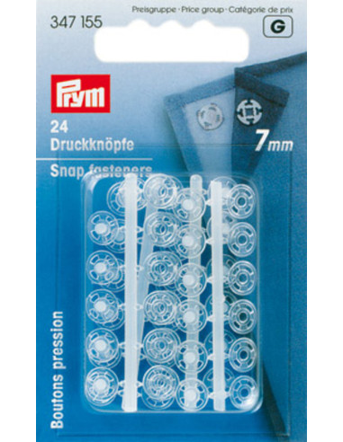 Botões de pressão plásticos transparentes 7 mm