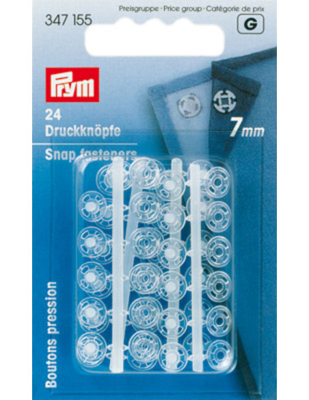 Botões de pressão plásticos transparentes 7 mm