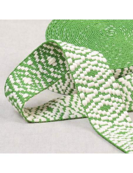 Correia étnica - Losango branco e verde