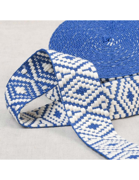 Correia étnica - Losango branco e azul