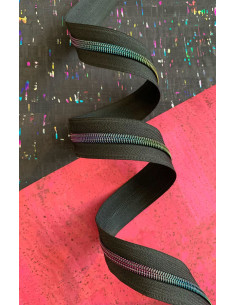 Fecho de nylon 5 mm 274 cm - Malha preta iridescente