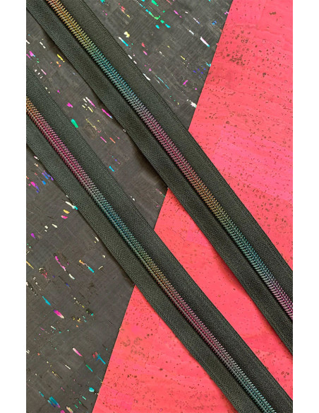 Fecho de nylon 5 mm 274 cm - Malha preta iridescente