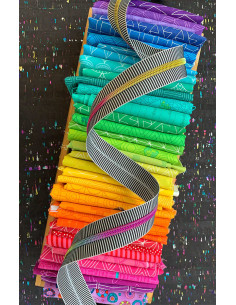 Fecho de nylon 5 mm 274 cm - Listras pretas e brancas malha iridescente 2