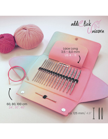 Addi Click Unicorn - Kit de agulhas de tricô circulares