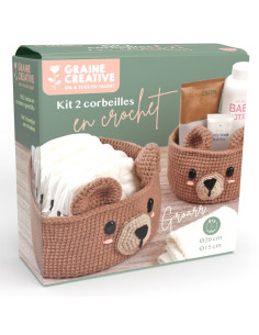Kit de crochê 2 cestos - Urso