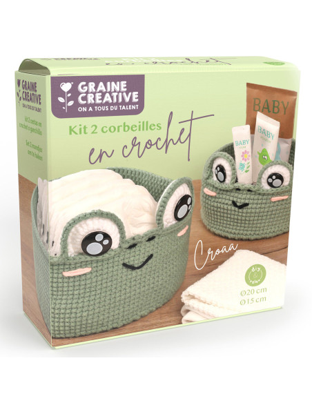 Kit de crochê 2 cestos - Sapo