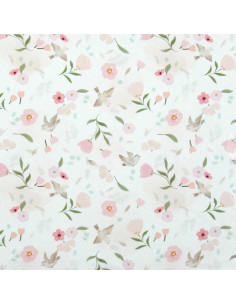 Tecido popeline de algodão - Pretty branco e rosa 2