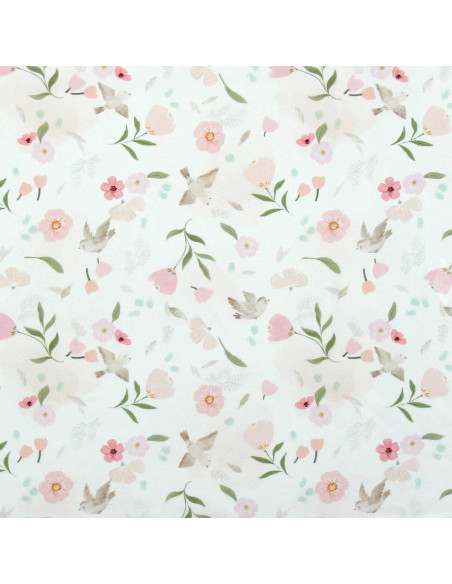 Tecido popeline de algodão - Pretty branco e rosa