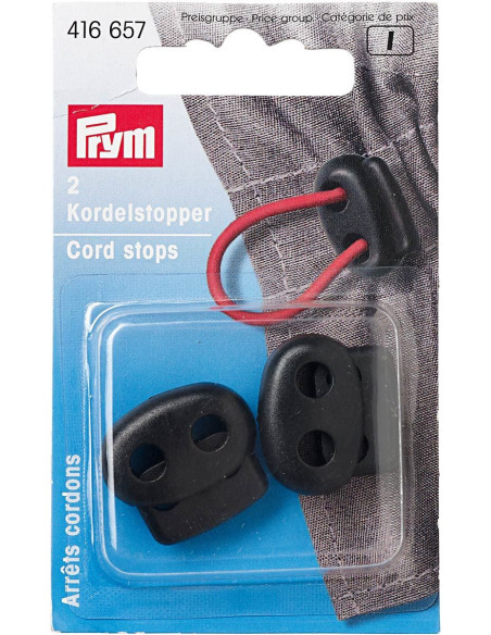 Paradas de cordões de plástico com 2 furos - Preto