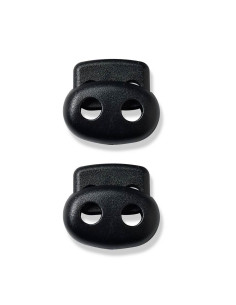 Paradas de cordões de plástico com 2 furos - Preto 2
