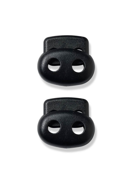 Paradas de cordões de plástico com 2 furos - Preto