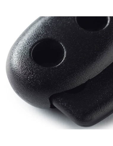 Paradas de cordões de plástico com 2 furos - Preto