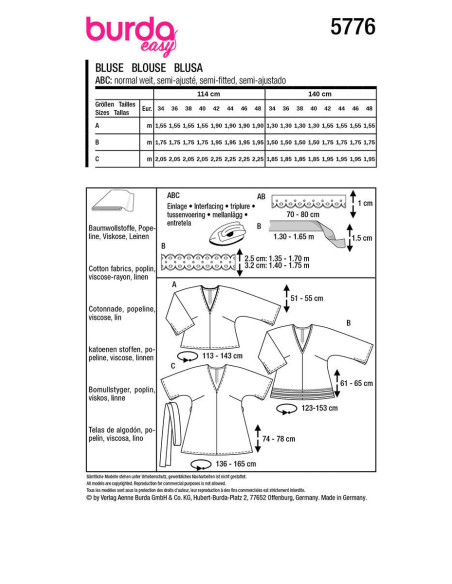 Molde de blusa - Burda 5776