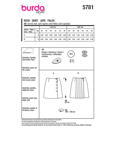 Molde de saia - Burda 5781