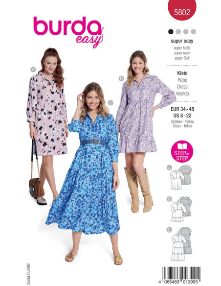 Molde de vestido - Burda 5802