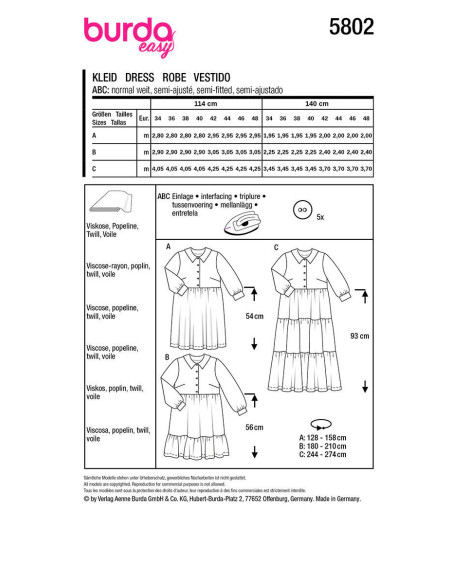 Molde de vestido - Burda 5802