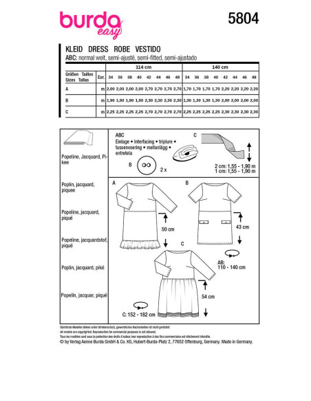 Molde de vestido - Burda 5804
