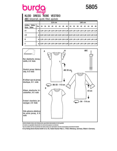 Molde de vestido - Burda 5805
