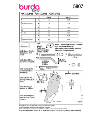 Molde de acessórios - Burda 5807