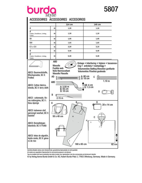 Molde de acessórios - Burda 5807