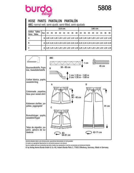 Molde de calça - Burda 5808