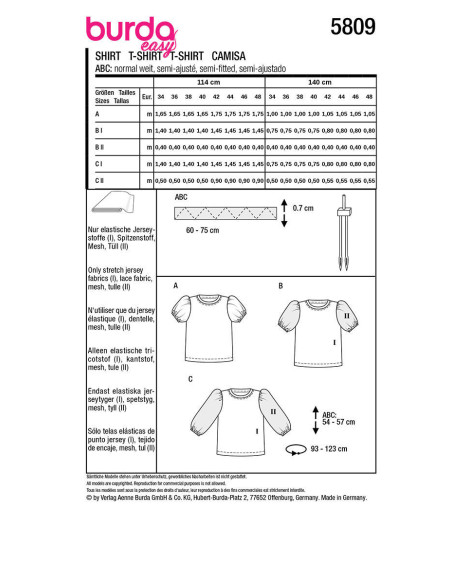 Molde de T-shirt - Burda 5809