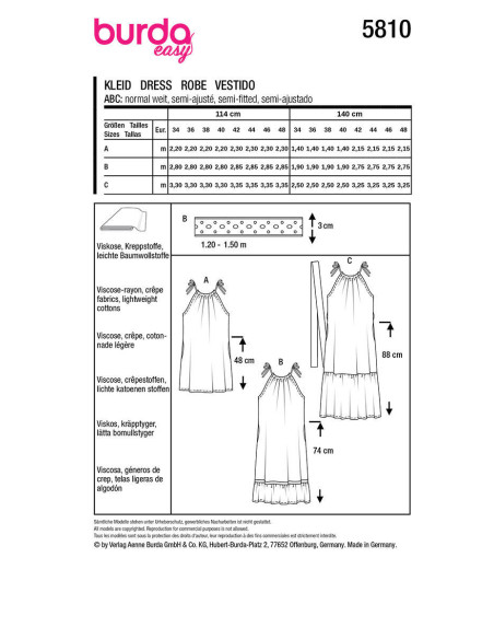 Molde de vestido - Burda 5810