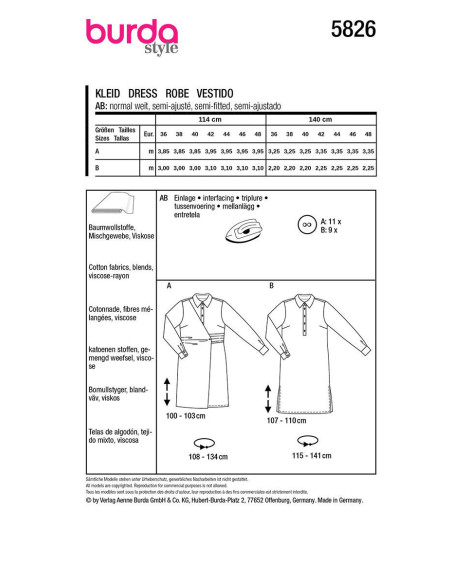Molde de vestido - Burda 5826