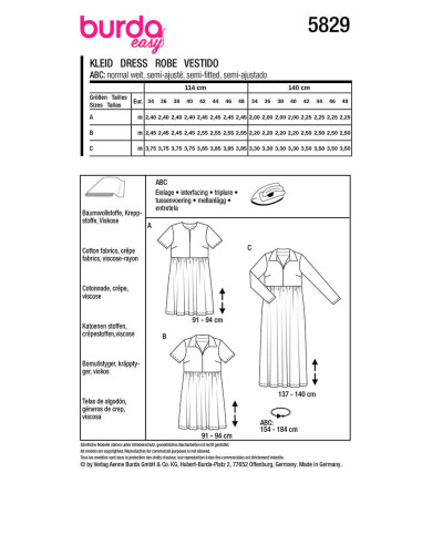 Molde de vestido - Burda 5829
