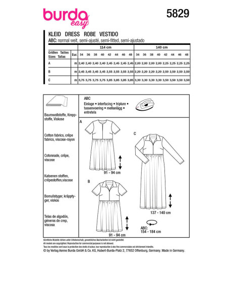 Molde de vestido - Burda 5829